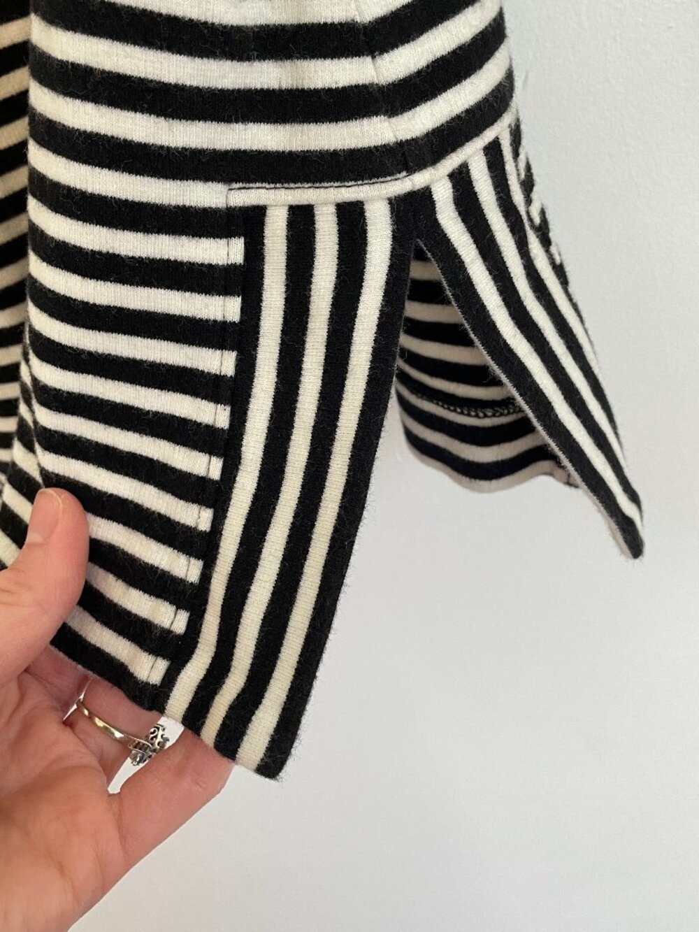 TALBOTS Bateau Neck Striped Tunic Black White Long Sleeve Cotton PETITE Small PS - Picture 10 of 15